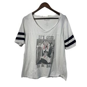 Torrid Disney Villians Women 1X Graphic Print White T-Shirt Sorority Varsity